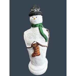 Jackson Pottery Snowman Signed Robert Jackson 2009 8.5" Stocking Green Scarf Fol